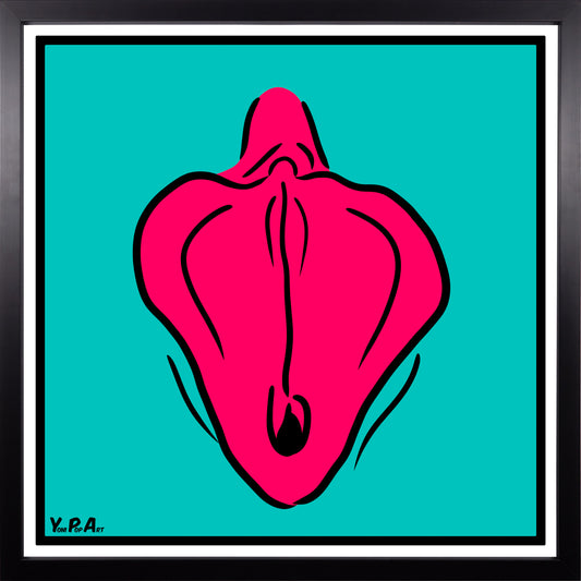 YoniPopArt "Flaps inverse" inklusive Echtholz-Rahmen