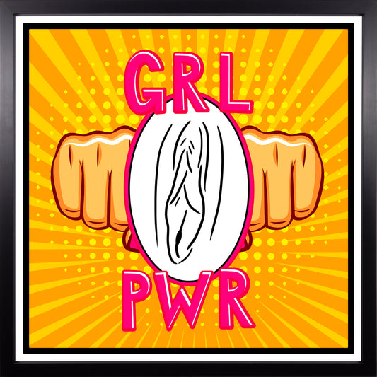 YoniPopArt "GRL PWR" inklusive Echtholz-Rahmen