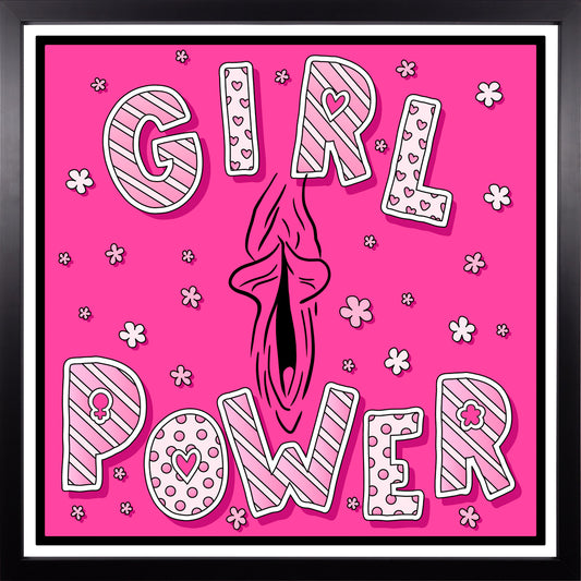 YoniPopArt "Girl Power" inklusive Echtholz-Rahmen