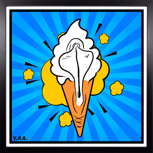 YoniPopArt "Lick it again" inklusive Echtholz-Rahmen