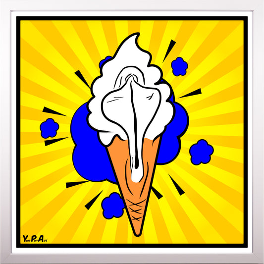 YoniPopArt "Lick it baby" inklusive Echtholz-Rahmen