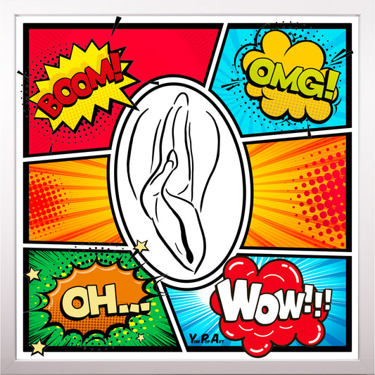 YoniPopArt "OMG" inklusive Echtholz-Rahmen
