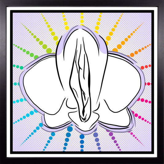 YoniPopArt "Orchid" inklusive Echtholz-Rahmen