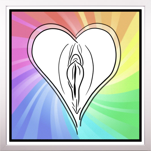 YoniPopArt "Rainbow" inklusive Echtholz-Rahmen
