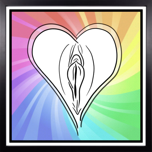 YoniPopArt "Rainbow" inklusive Echtholz-Rahmen