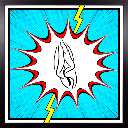 YoniPopArt "Flashed" inklusive Echtholz-Rahmen