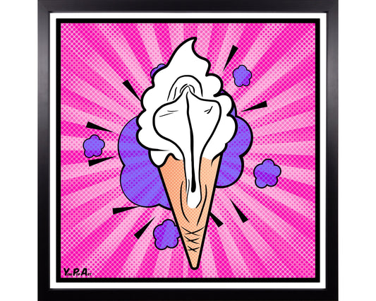 YoniPopArt "lick it" inklusive Echtholz-Rahmen
