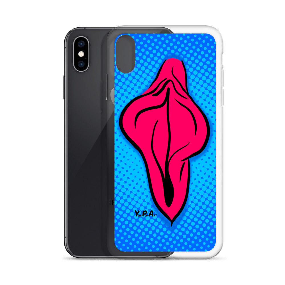 iPhone-Hülle YoniPopArt "pink flaps on blue points #2"