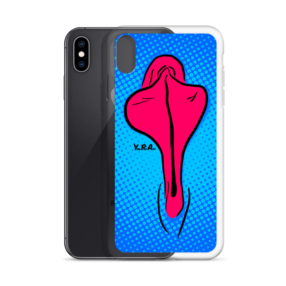 iPhone-Hülle YoniPopArt "pink flaps on blue points"