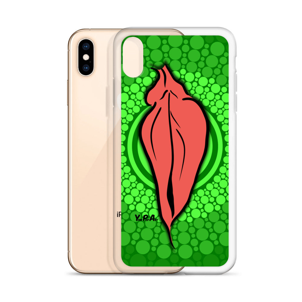 iPhone-Hülle YoniPopArt "pink flaps on green points #3"
