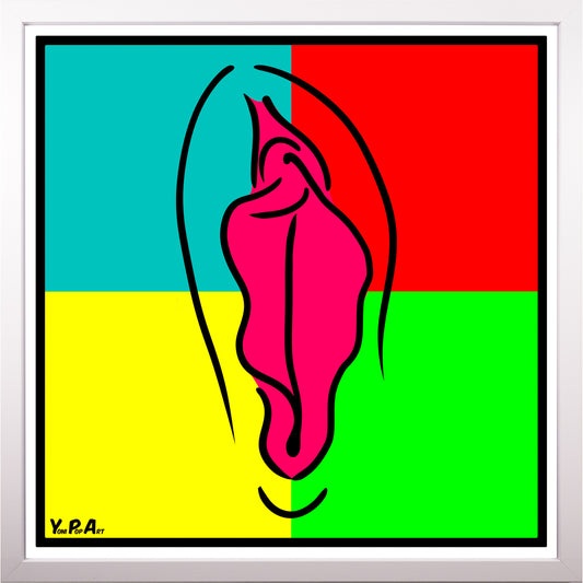 YoniPopArt "Pink pop 1" inklusive Echtholz-Rahmen