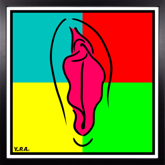 YoniPopArt "Pink pop 1" inklusive Echtholz-Rahmen