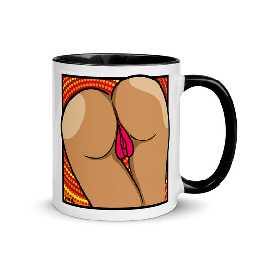 Tasse YoniPopArt "two lips backside" mit farbiger Innenseite