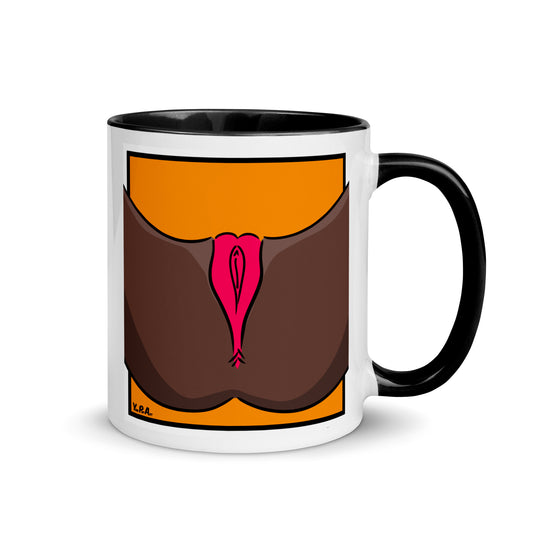 Tasse YoniPopArt "Pink on orange" mit farbiger Innenseite