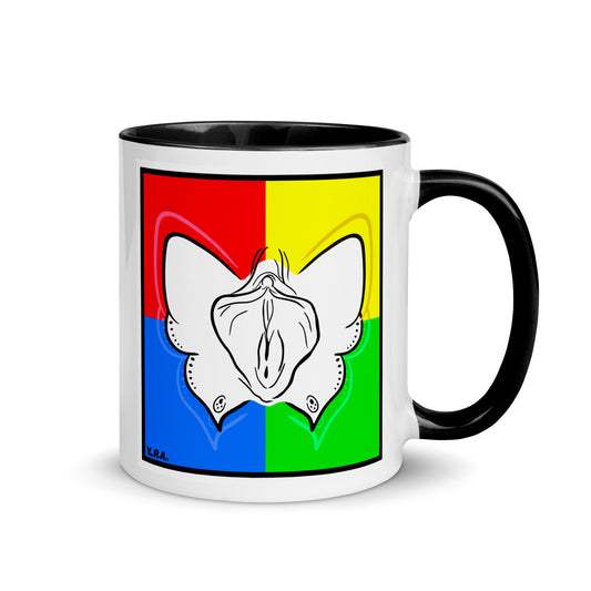Tasse YoniPopArt "Butterfly on mixed colours" mit farbiger Innenseite
