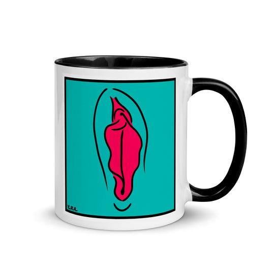 Tasse YoniPopArt "Pink on inverse colour" mit farbiger Innenseite