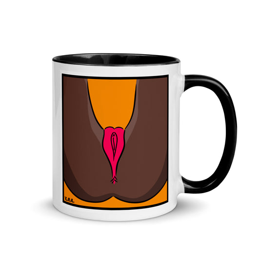 Tasse YoniPopArt "Backside #5 on orange" mit farbiger Innenseite