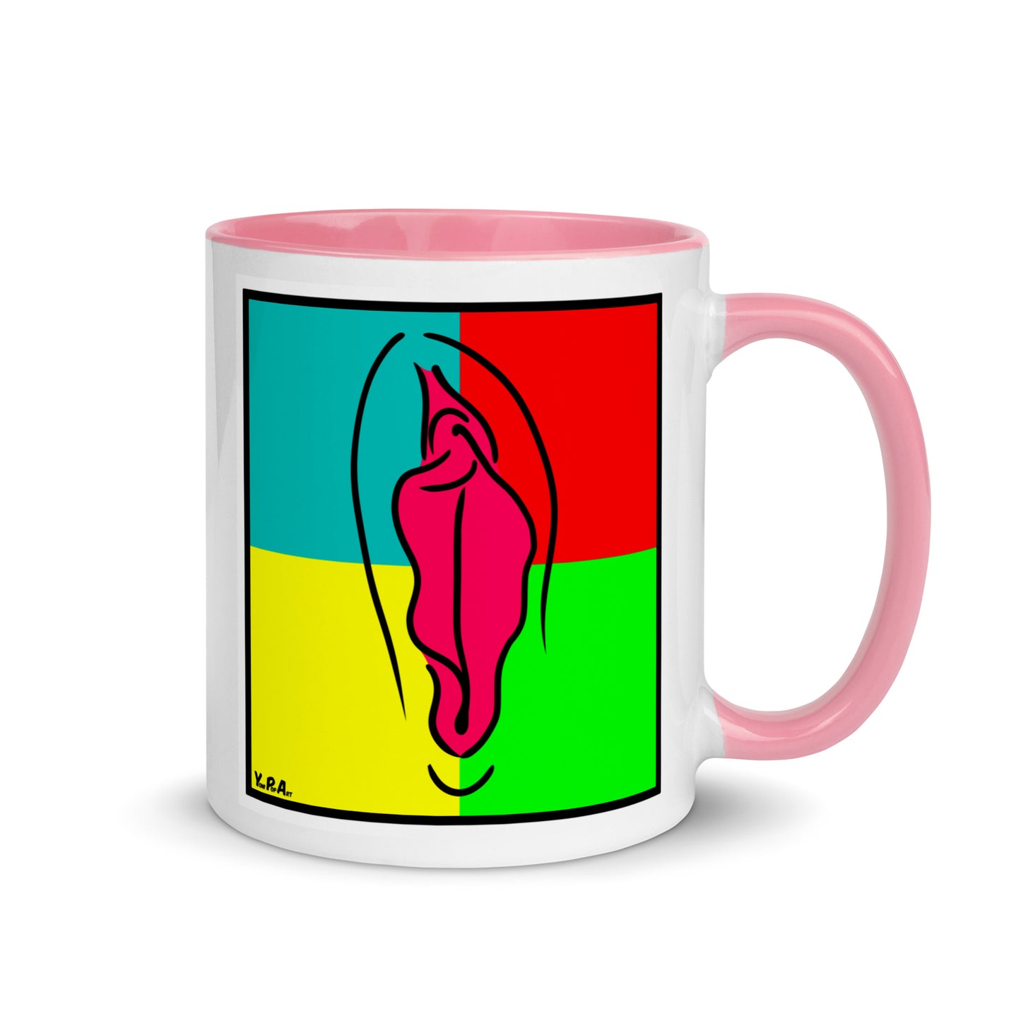 Tasse YoniPopArt "pink pop #1" mit farbiger Innenseite