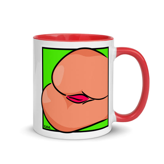 Tasse YoniPopArt "Backside #3 on green" mit farbiger Innenseite
