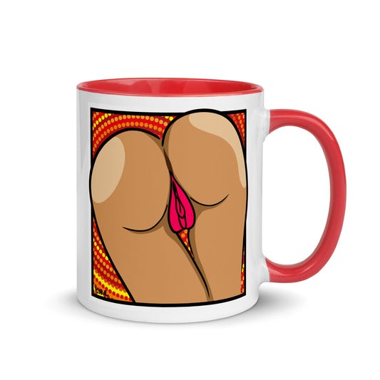 Tasse YoniPopArt "two lips backside" mit farbiger Innenseite