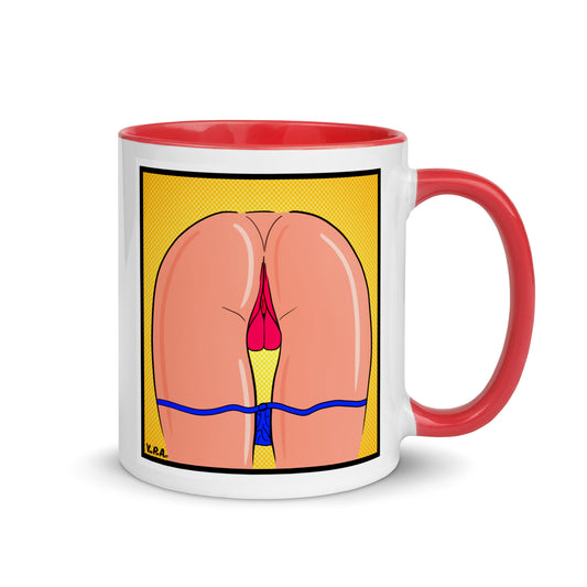 Tasse YoniPopArt "stripped off blue" mit farbiger Innenseite