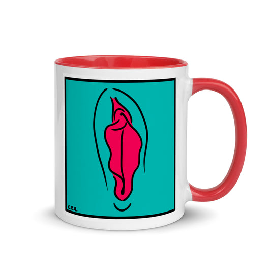 Tasse YoniPopArt "Pink on inverse colour" mit farbiger Innenseite