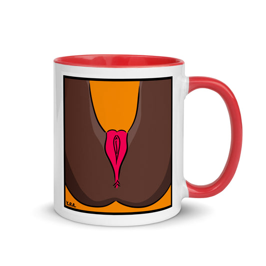 Tasse YoniPopArt "Backside #5 on orange" mit farbiger Innenseite