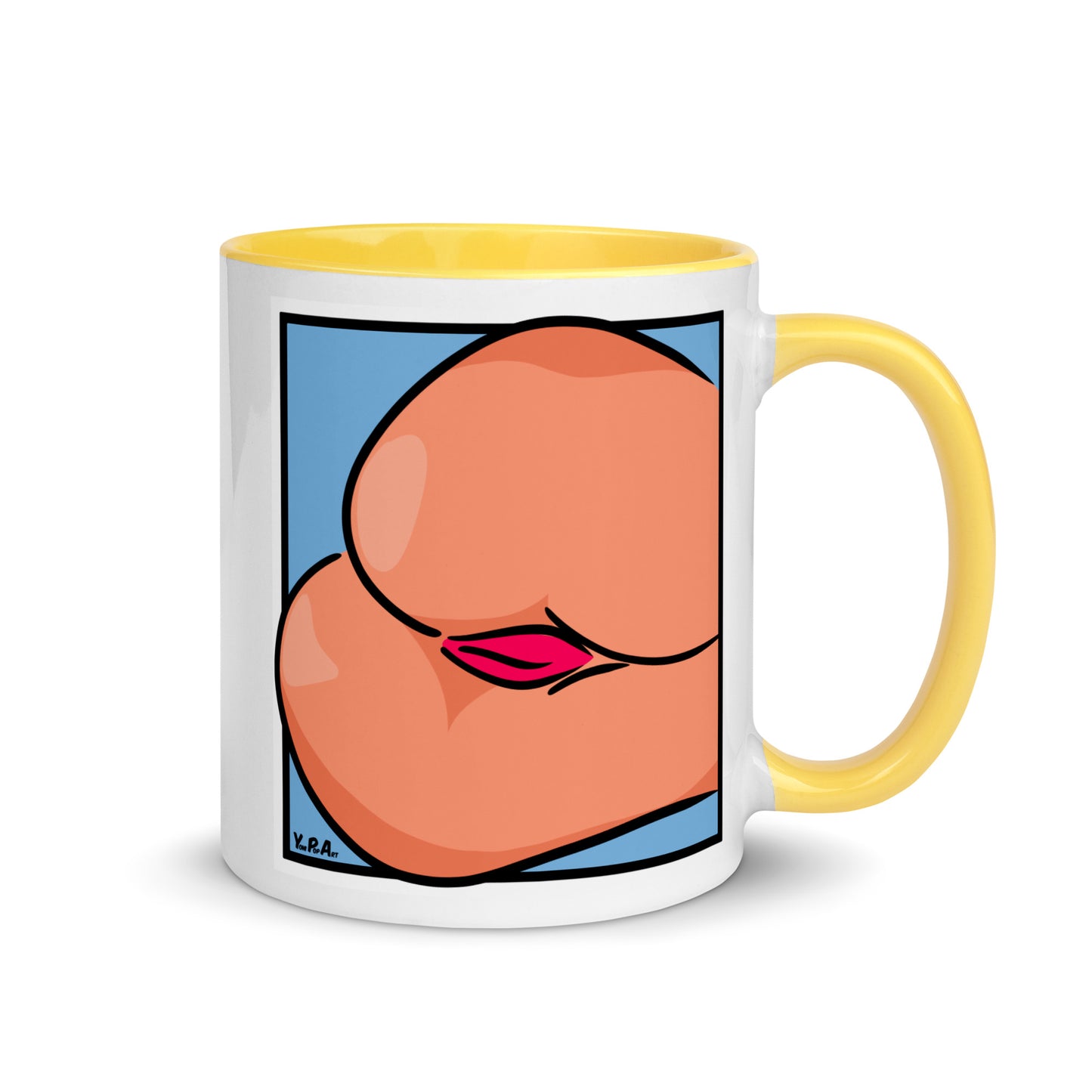 Tasse YoniPopArt "Backside #3 on blue" mit farbiger Innenseite