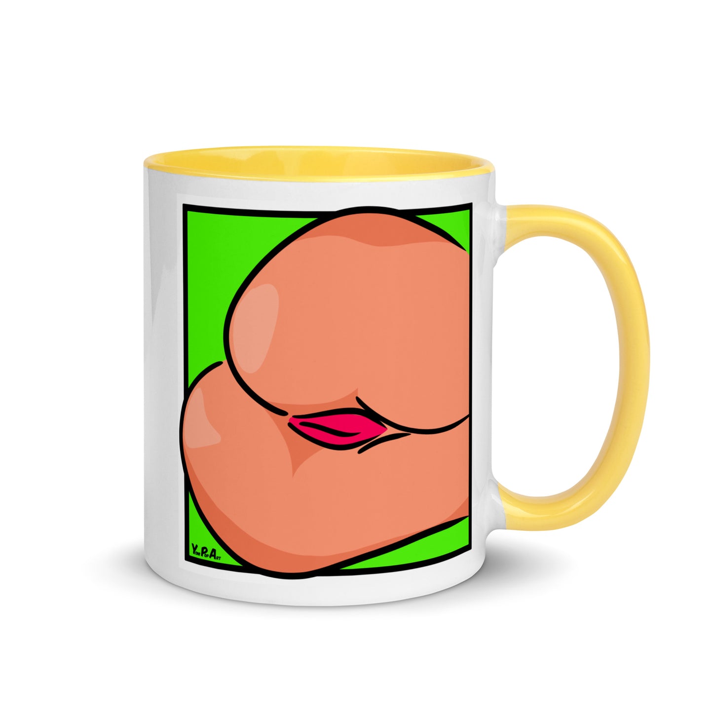 Tasse YoniPopArt "Backside #3 on green" mit farbiger Innenseite
