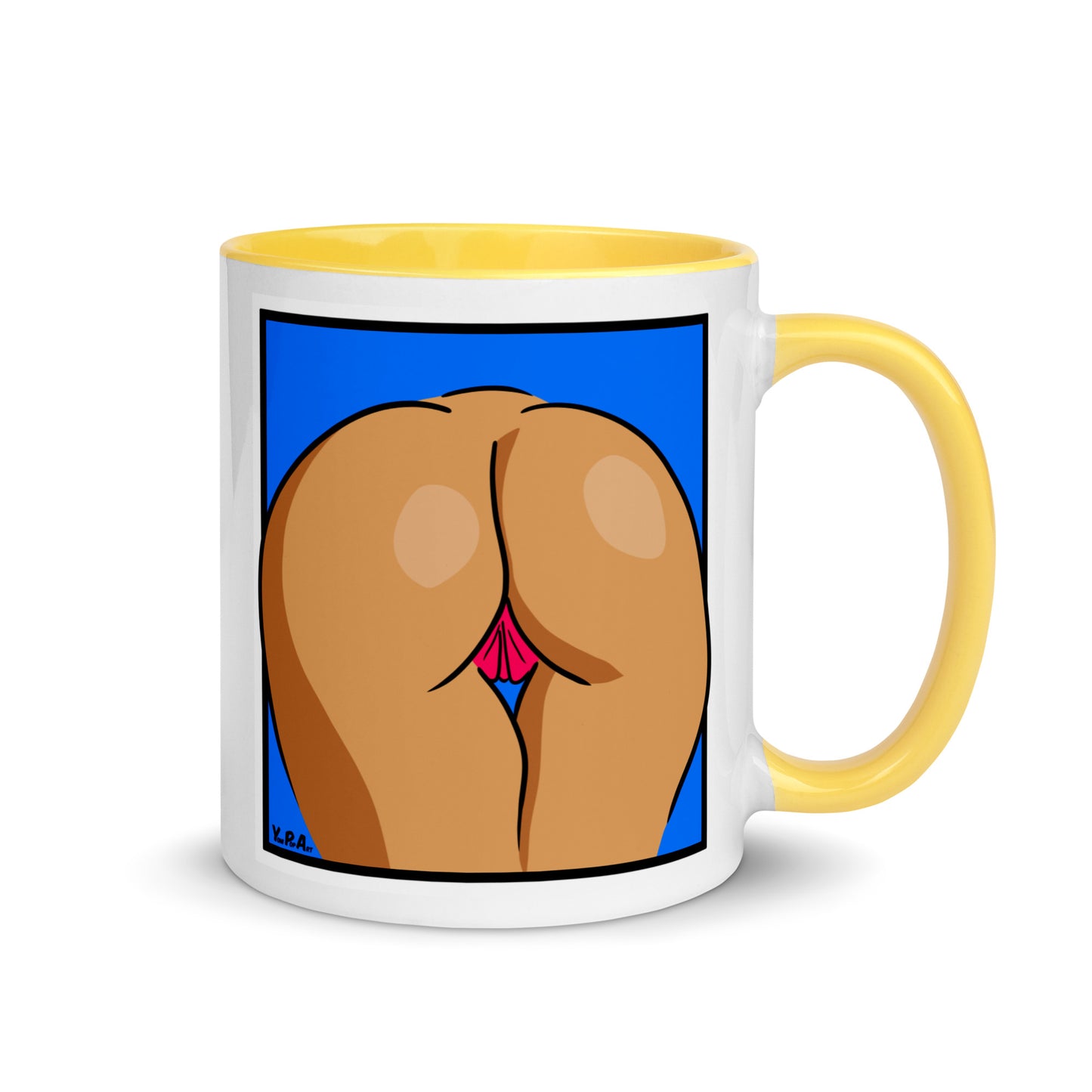 Tasse YoniPopArt "Backside on blue 1" mit farbiger Innenseite