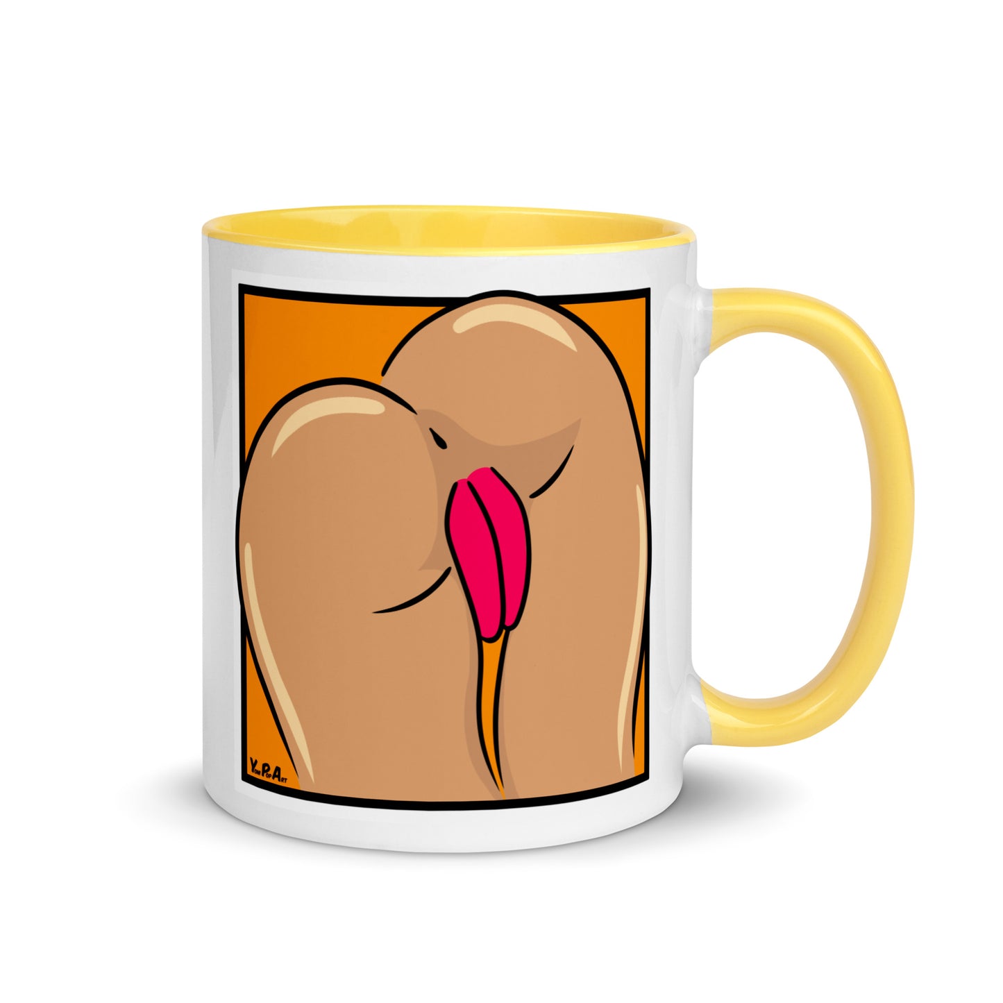 Tasse YoniPopArt "Backside #4 on orange" mit farbiger Innenseite