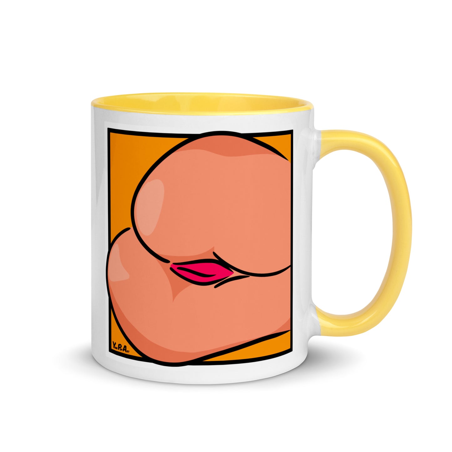 Tasse YoniPopArt "Backside #3 on orange" mit farbiger Innenseite