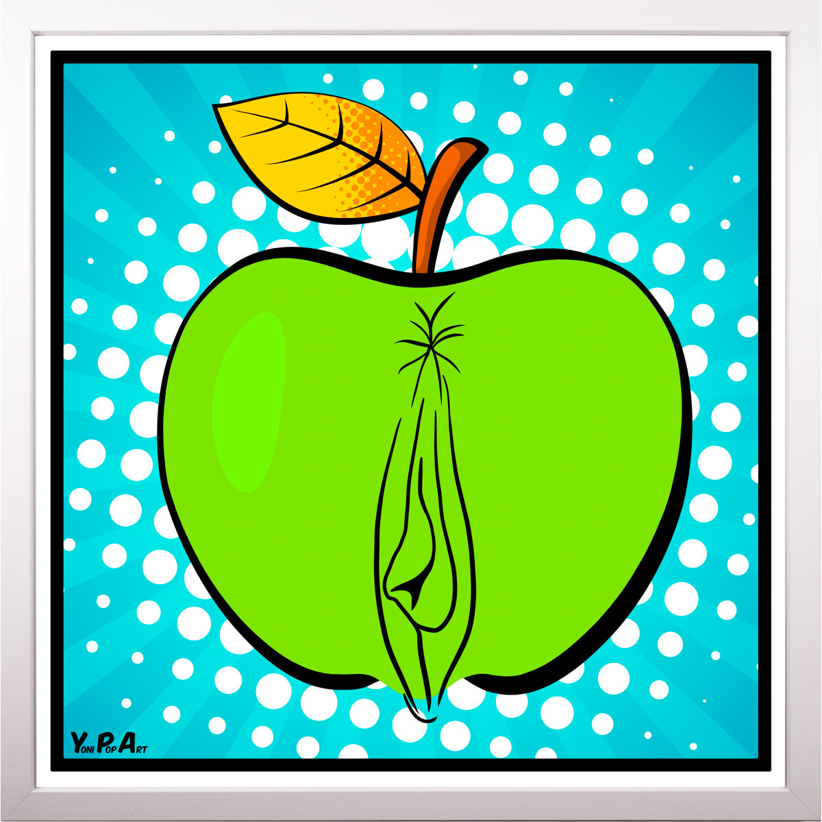 YoniPopArt "Apple" inklusive Echtholz-Rahmen