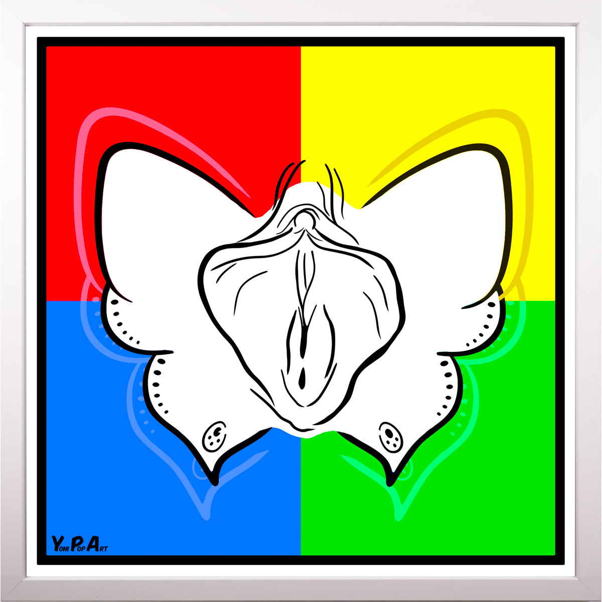 YoniPopArt "Butterfly mixed colours" inklusive Echtholz-Rahmen