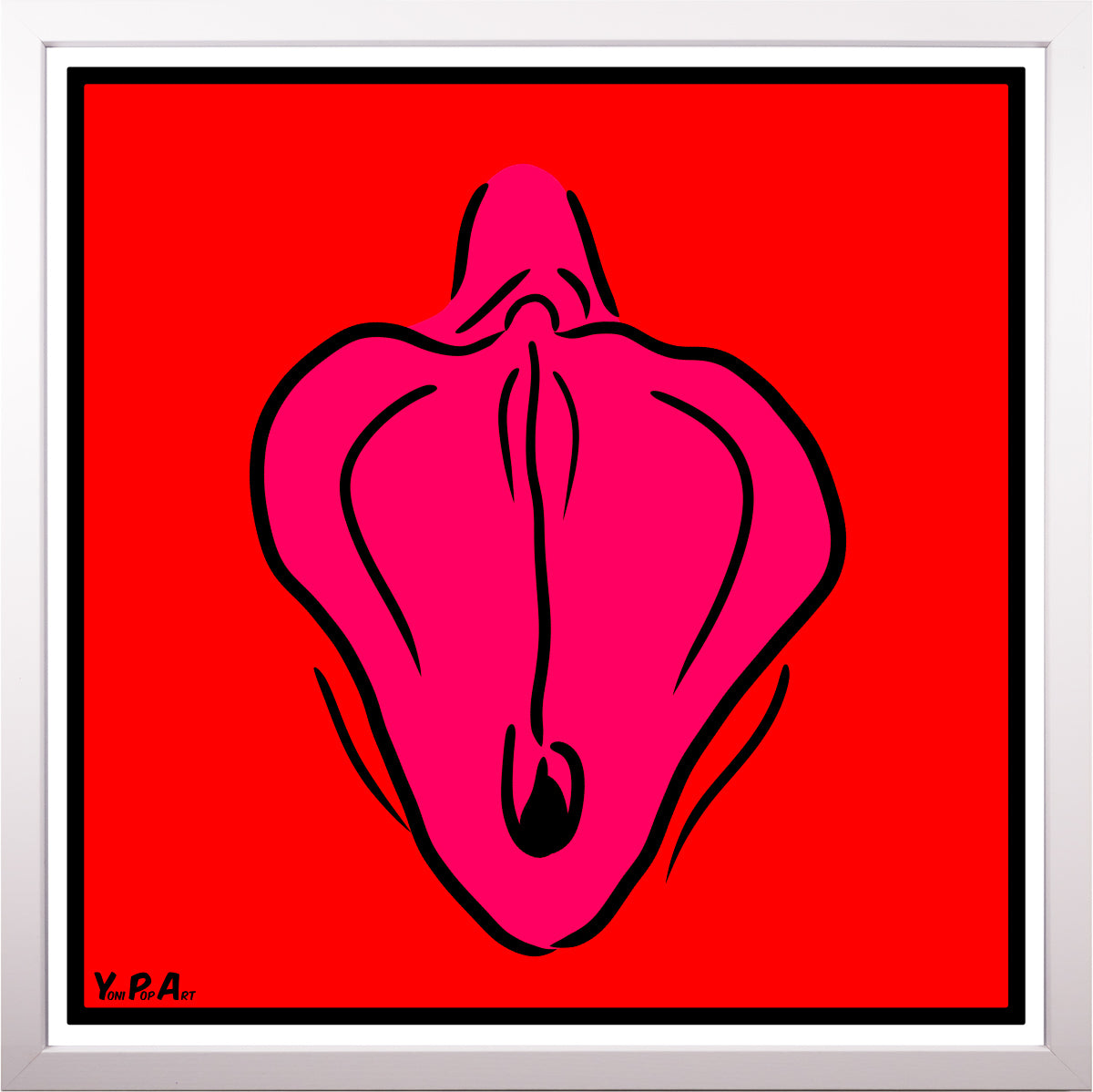 YoniPopArt "Flaps on red" inklusive Echtholz-Rahmen