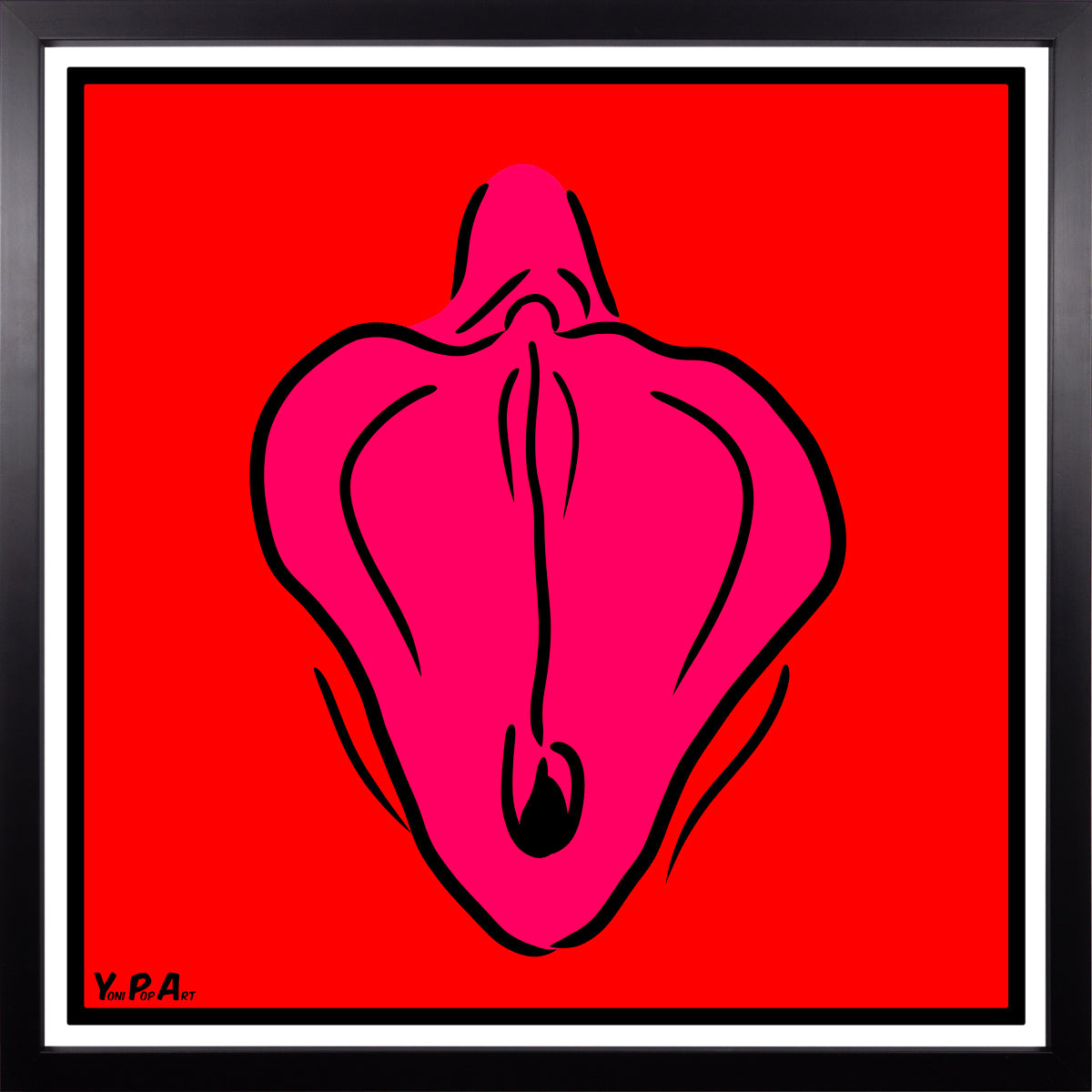 YoniPopArt "Flaps on red" inklusive Echtholz-Rahmen