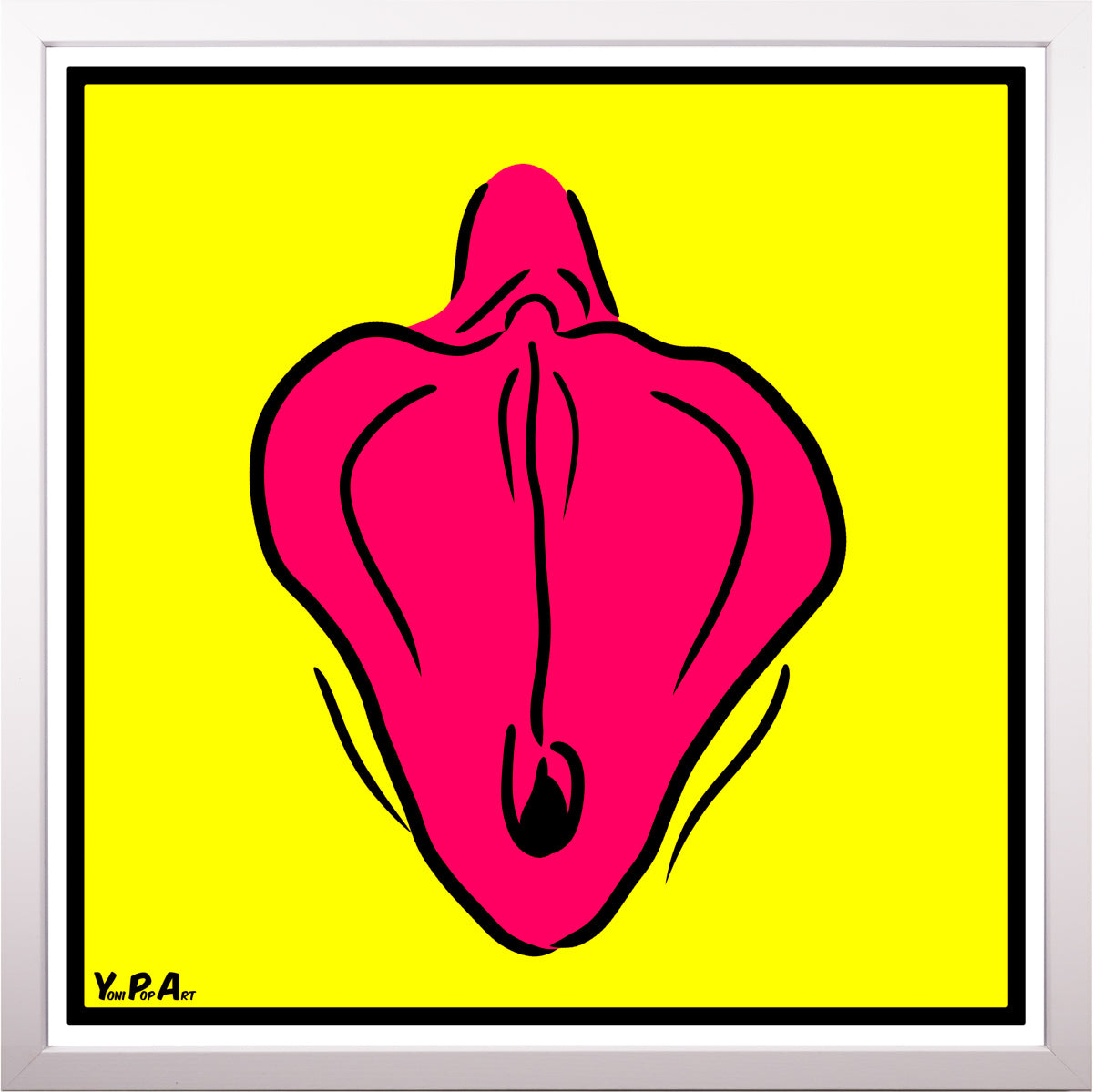 YoniPopArt "Flaps on yellow" inklusive Echtholz-Rahmen