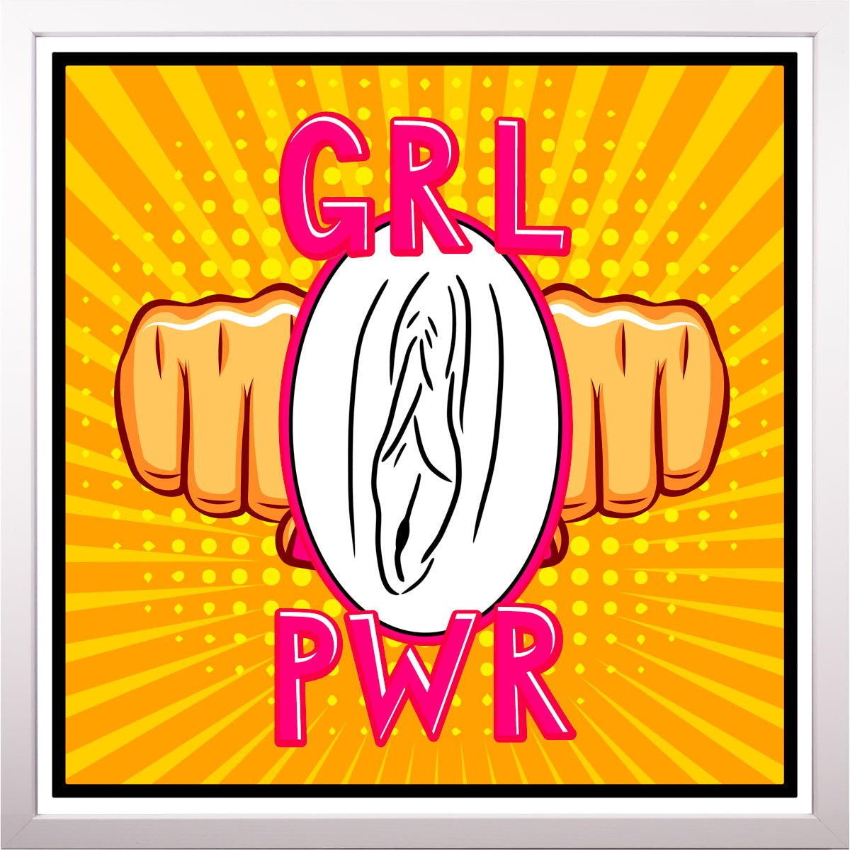 YoniPopArt "GRL PWR" inklusive Echtholz-Rahmen