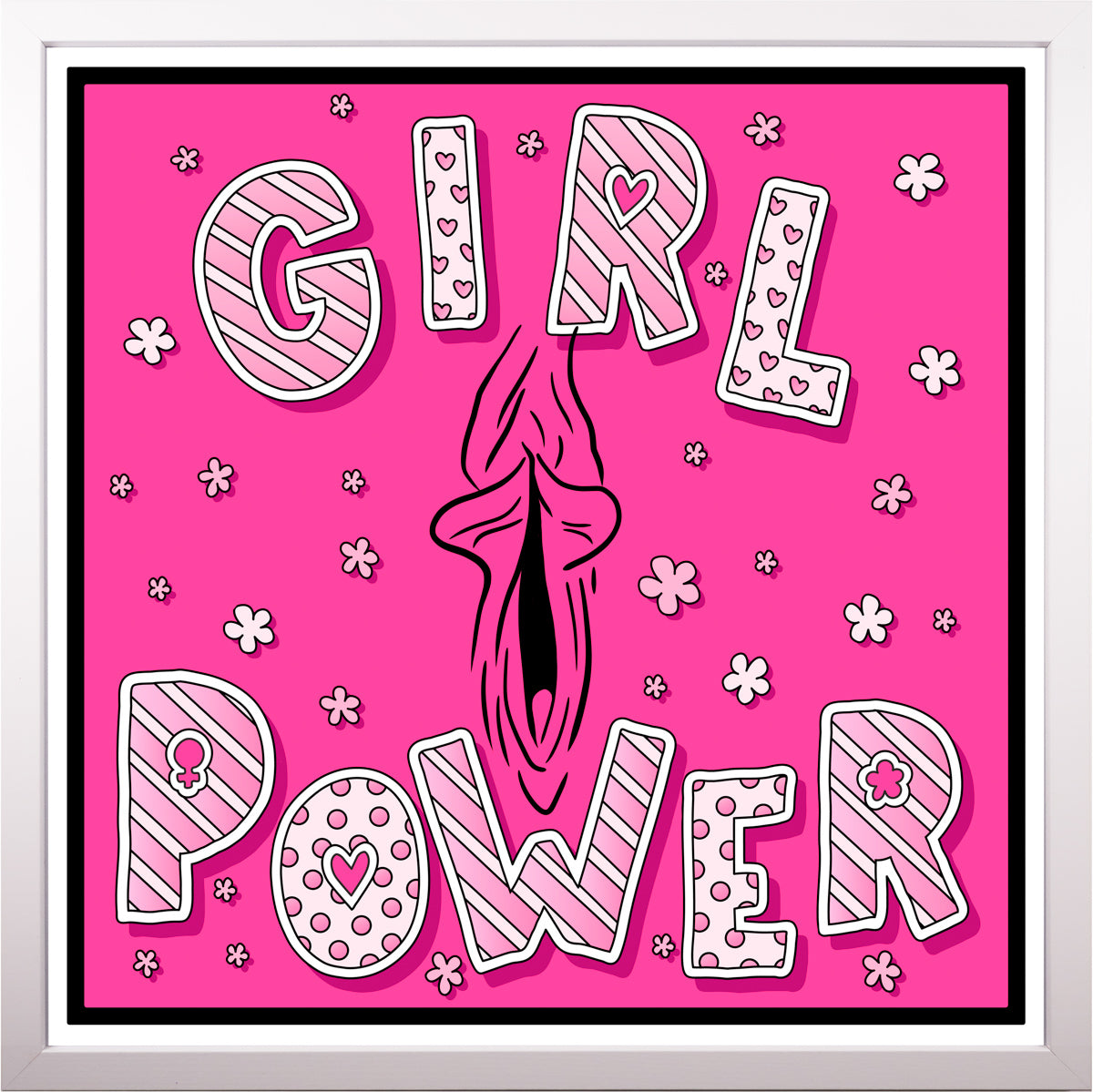 YoniPopArt "Girl Power" inklusive Echtholz-Rahmen