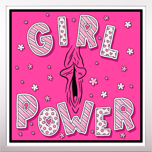 YoniPopArt "Girl Power" inklusive Echtholz-Rahmen