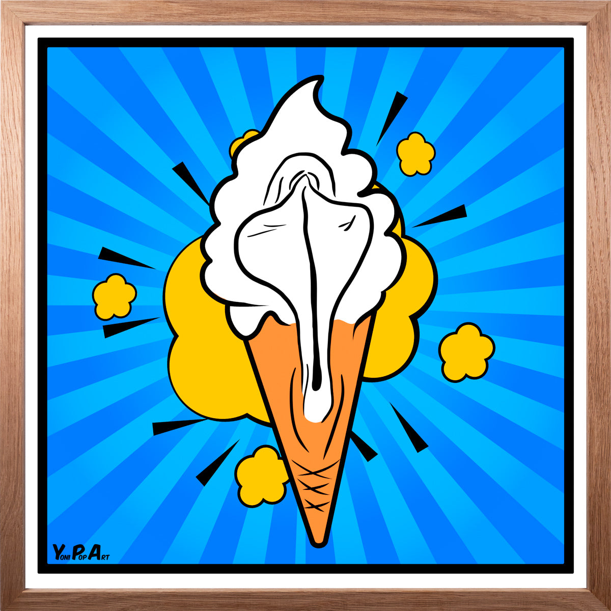 YoniPopArt "Lick it again" inklusive Echtholz-Rahmen