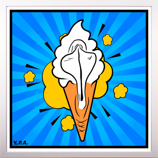YoniPopArt "Lick it again" inklusive Echtholz-Rahmen