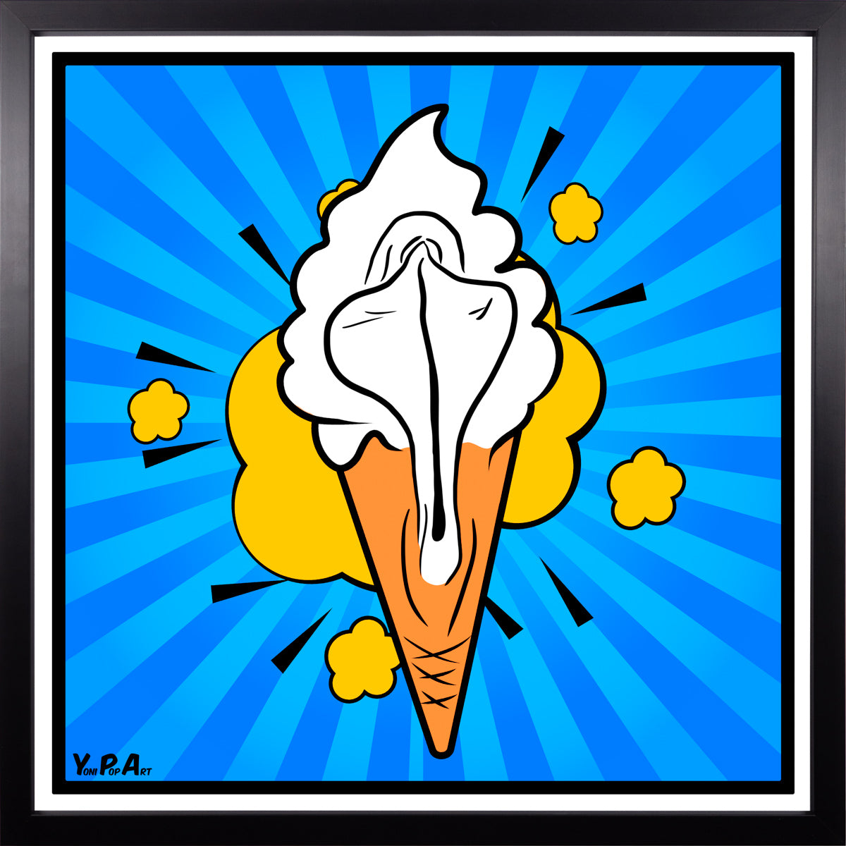 YoniPopArt "Lick it again" inklusive Echtholz-Rahmen