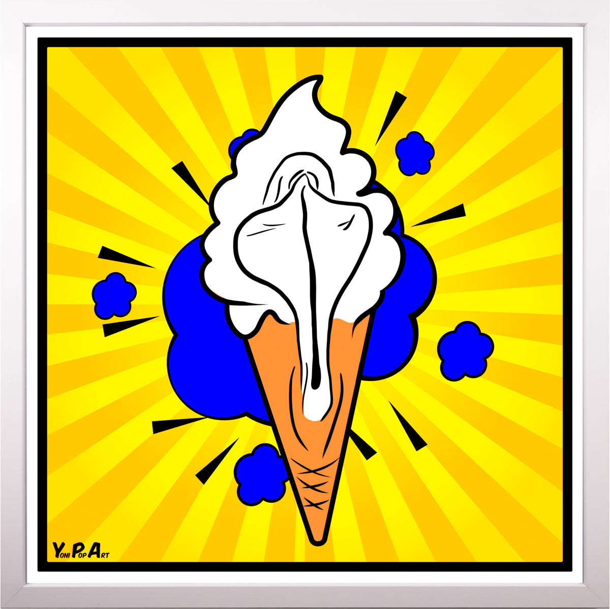 YoniPopArt "Lick it baby" inklusive Echtholz-Rahmen