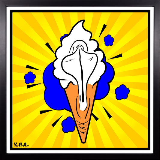 YoniPopArt "Lick it baby" inklusive Echtholz-Rahmen