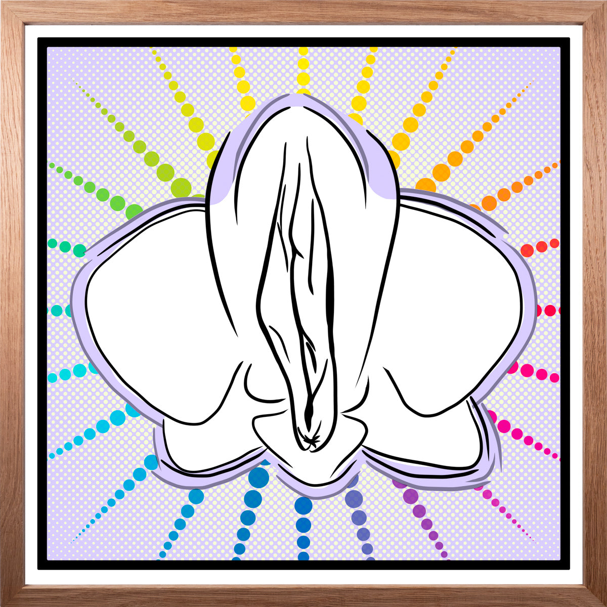 YoniPopArt "Orchid" inklusive Echtholz-Rahmen