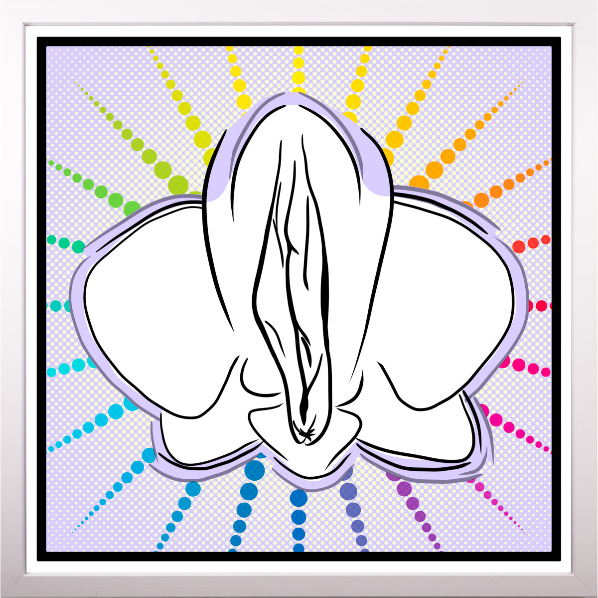 YoniPopArt "Orchid" inklusive Echtholz-Rahmen