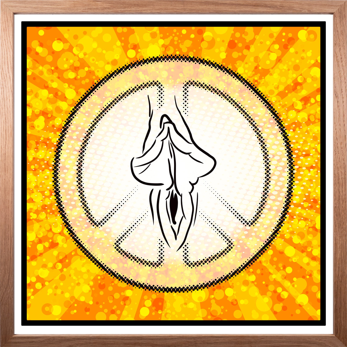 YoniPopArt "Peace" inklusive Echtholz-Rahmen