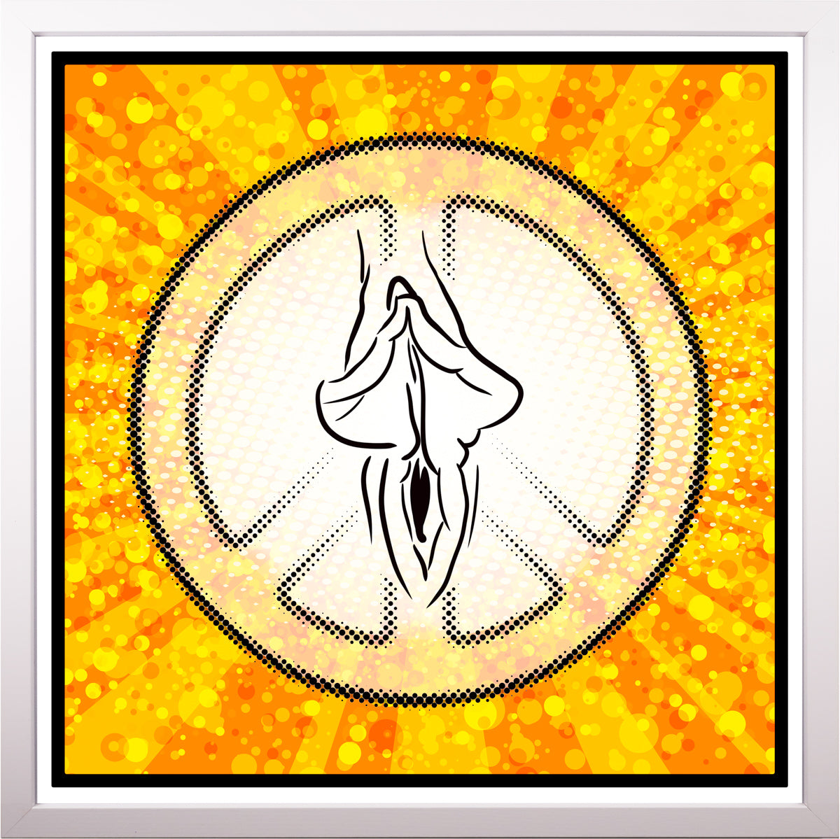 YoniPopArt "Peace" inklusive Echtholz-Rahmen