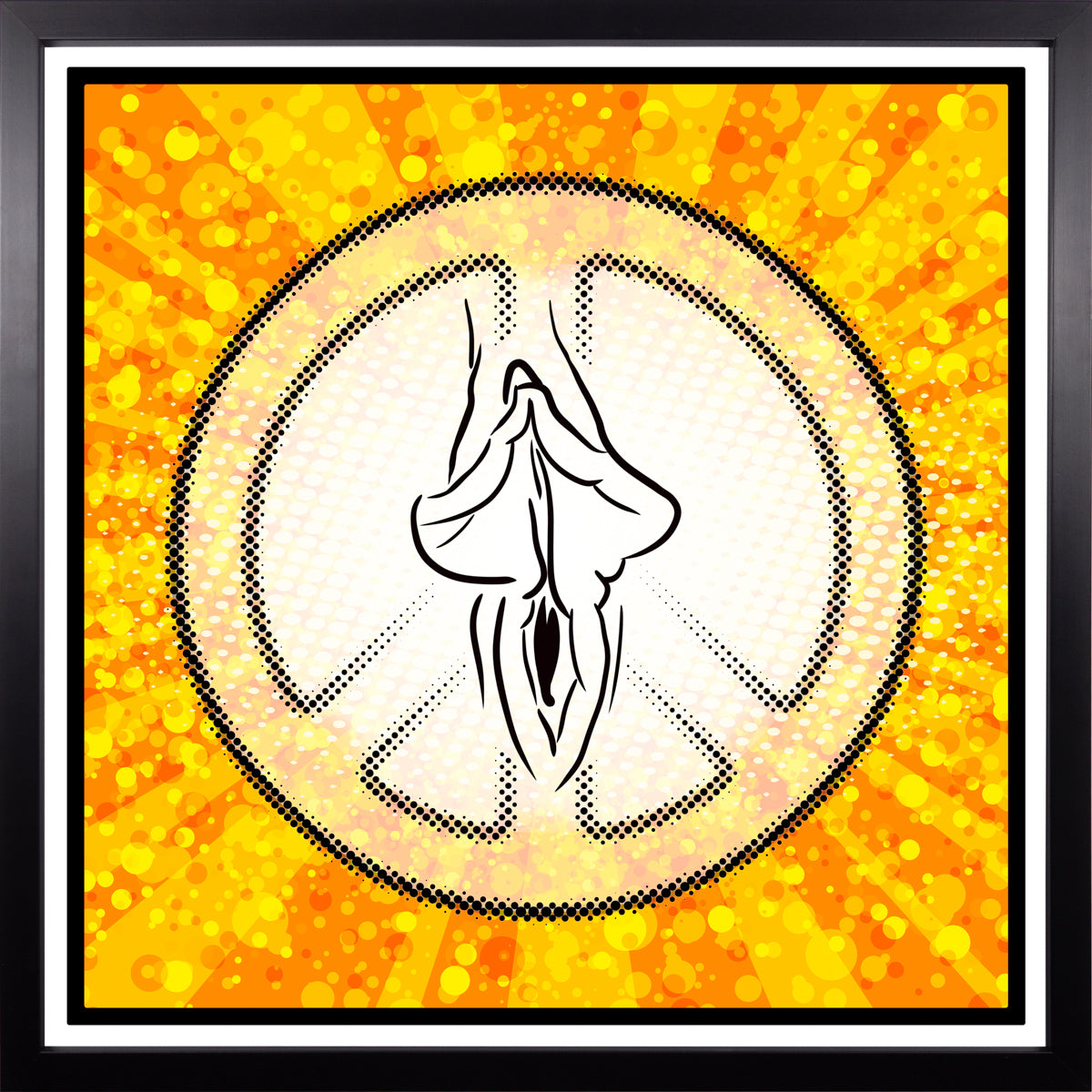 YoniPopArt "Peace" inklusive Echtholz-Rahmen